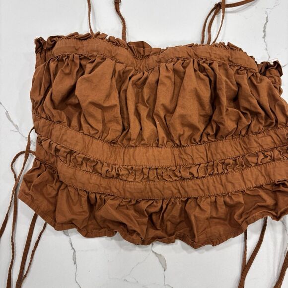 Free People Crop Top Womens Size Small Gabby Tube Top Brown Boho Tank - Picture 3 of 6